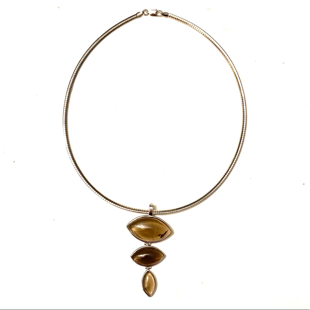 Sterling Silver Smokey Topaz Necklace 925
